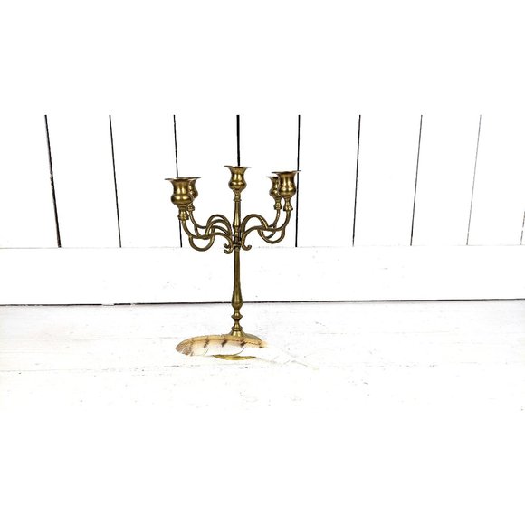 Heavy solid brass ornate vintage candelabra